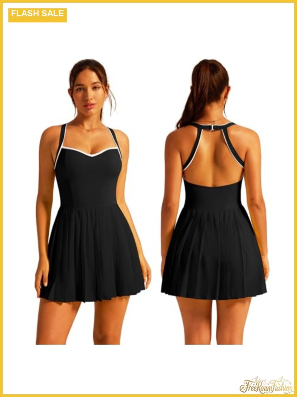 Tennis Golf Dress with Built-in Shorts and Bra, Athletic Activewear Dress